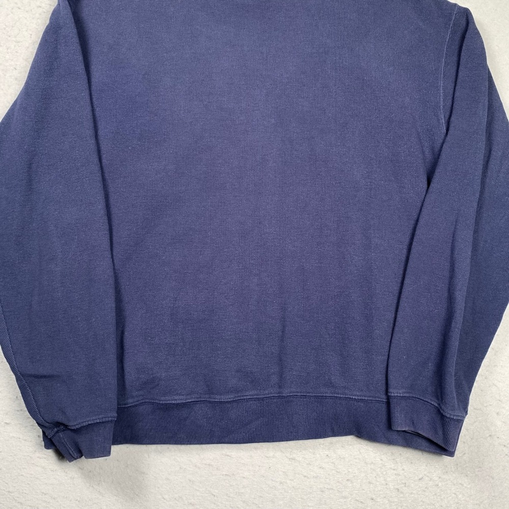 Vintage Old Navy Quarter Zip Pullover Mens M Blue Waffle Knit Logo Sweatshirt - Picture 10 of 12